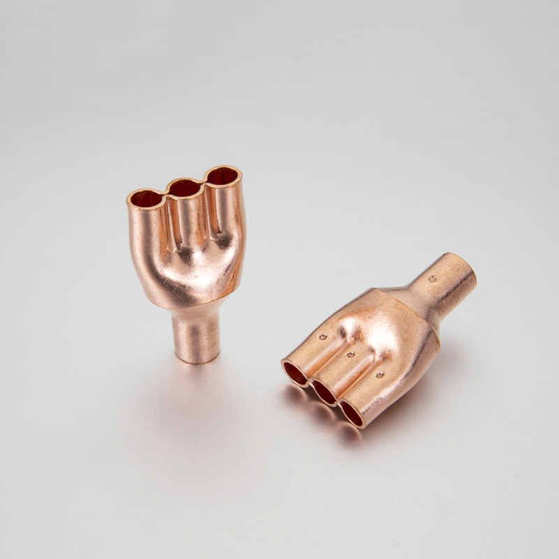 Air Conditioning Copper Three Way Pipe Flatting Tee joint for shunt welding